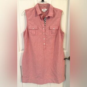 Vineyard Vines Sleeveless Oxford Pink Shirt Dress Size 14